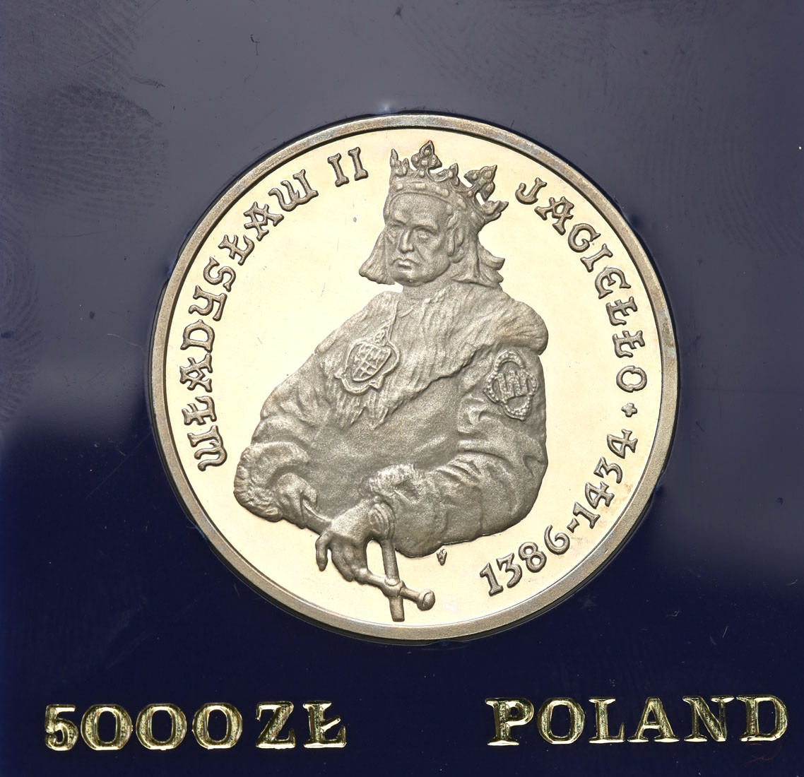 PRL. 5000 złotych 1989 Jagiełło - popiersie